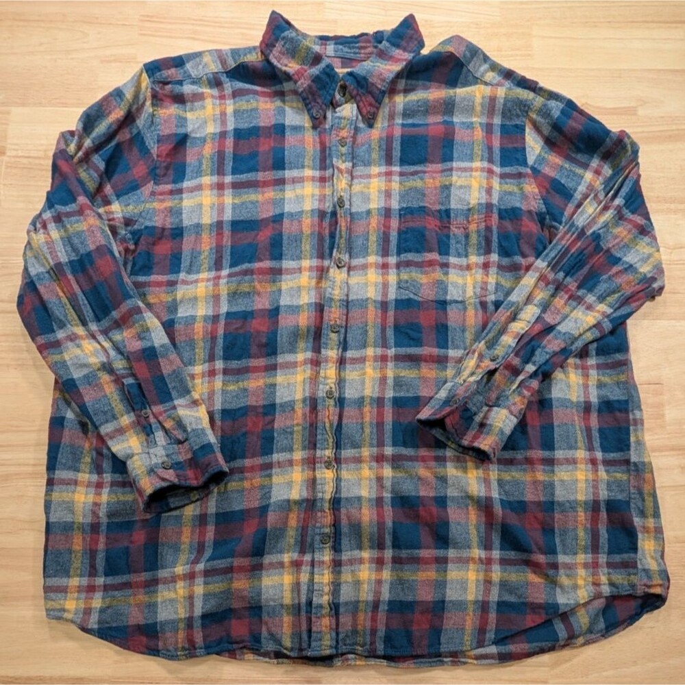 The Foundry Supply Co Flannel Shirt Mens 3XLT Plaid Button Down Big Tall Cotton